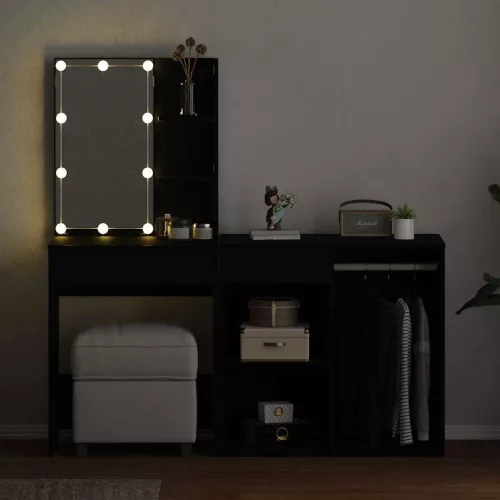LED Fésülködő Asztal Musta tammi 140 x 40 x 140 cm Faanyag