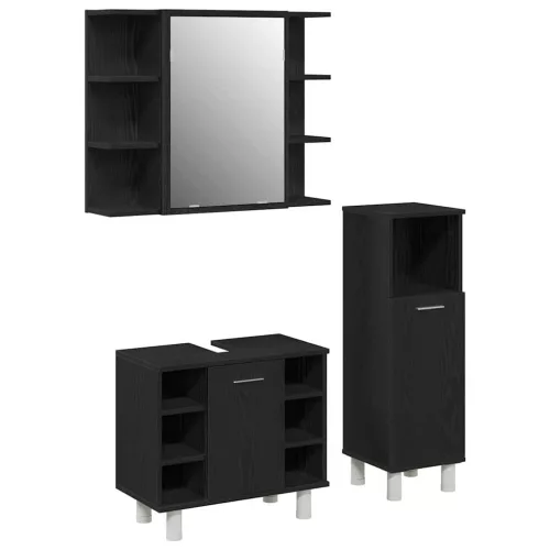 Fürdőszoba bútor szett 3 pcs Fekete 30 x 30 x 99.5 cm Faanyag