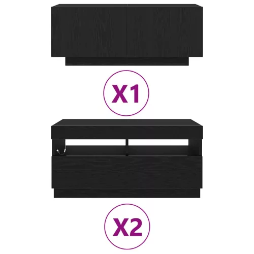 TV szekrény 3 pcs Fekete 260 x 35 x 40 cm Faanyag