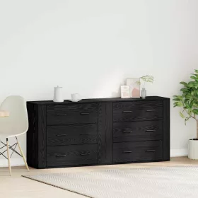 Komód fiókkal Fekete tölgy 160 x 33 x 70 cm Faanyag