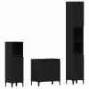 Fürdőszoba bútor szett 3 pcs Fekete 30 x 30 x 180 cm Faanyag