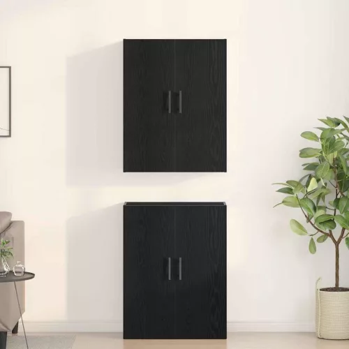 Fali szekrény 2 pcs Musta tammi 69.5 x 34 x 90 cm Faanyag