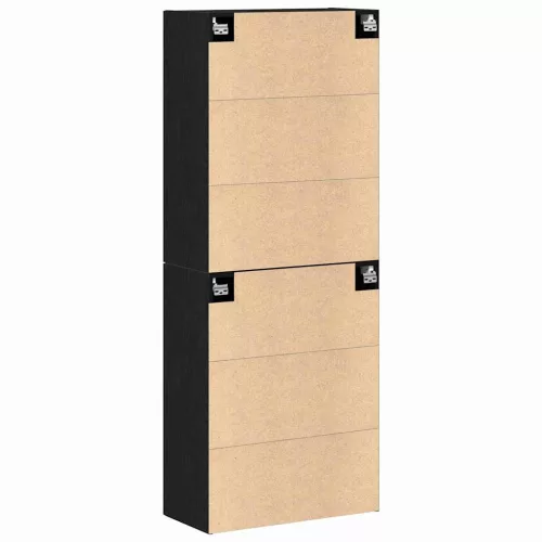 Fali szekrény 2 pcs Musta tammi 69.5 x 34 x 90 cm Faanyag