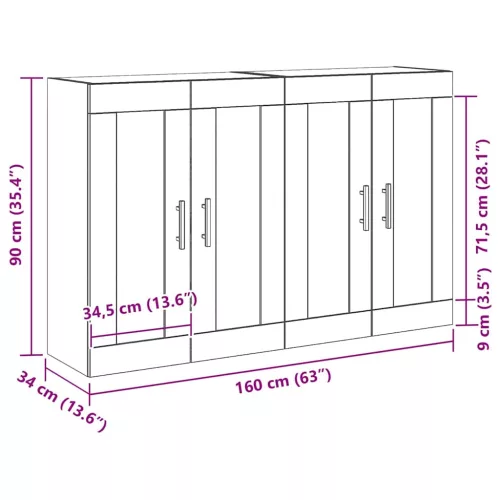 Fali Szekrények 2 pcs Régi fa 69,5 x 34 x 90 cm Faanyag