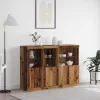 Széf LED -es lámpákkal Régi fa 142,5 x 37 x 100 cm Faanyag