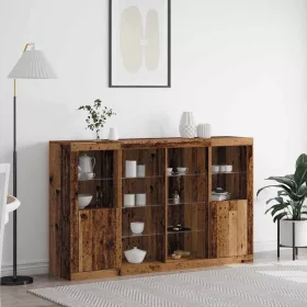 Széf LED -es lámpákkal Régi fa 163 x 37 x 100 cm Faanyag