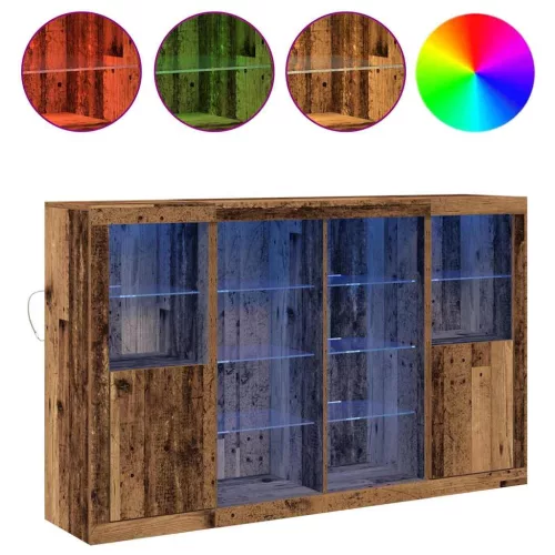 Széf LED -es lámpákkal Régi fa 163 x 37 x 100 cm Faanyag