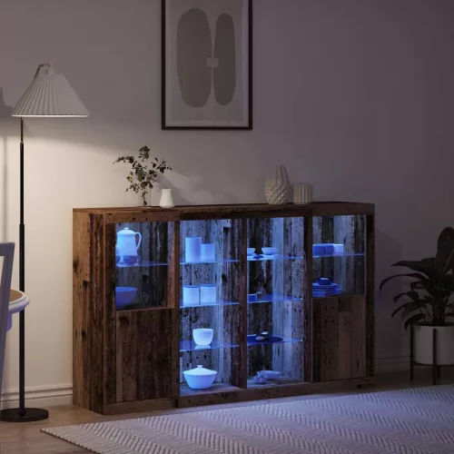 Széf LED -es lámpákkal Régi fa 163 x 37 x 100 cm Faanyag