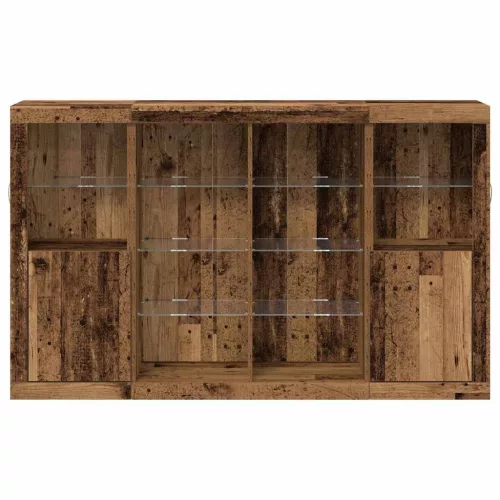 Széf LED -es lámpákkal Régi fa 163 x 37 x 100 cm Faanyag