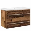 Mosdókagylós szekrény fiókkal 2 pcs Régi fa 80 x 38.5 x 48 cm