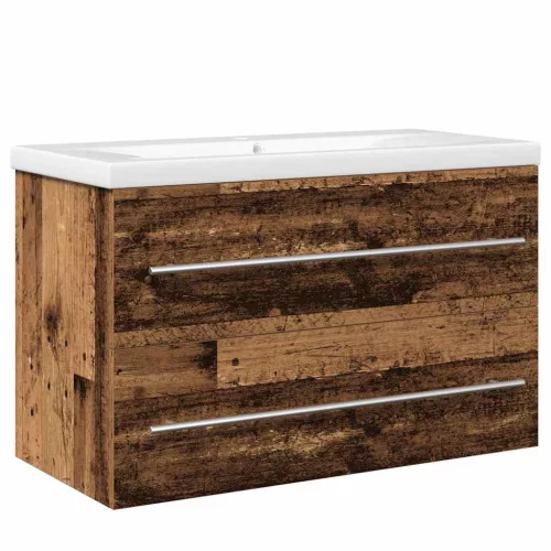 Mosdókagylós szekrény fiókkal 2 pcs Régi fa 80 x 38.5 x 48 cm