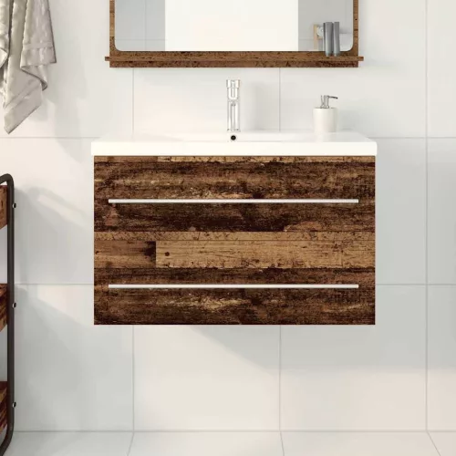 Mosdókagylós szekrény fiókkal 2 pcs Régi fa 80 x 38.5 x 48 cm