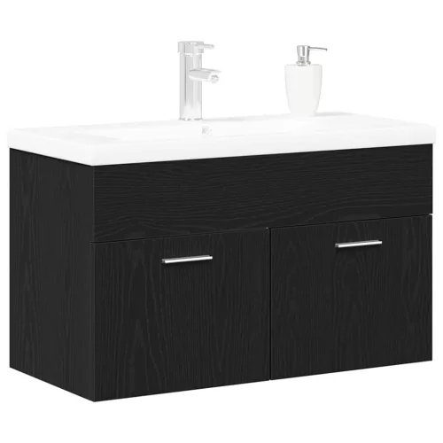 Mosdókagyló szekrény Fekete tölgy 90 x 38.5 x 46 cm Faanyag