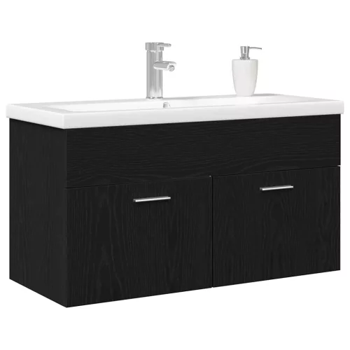 Mosdókagyló szekrény Fekete tölgy 90 x 38.5 x 46 cm Faanyag