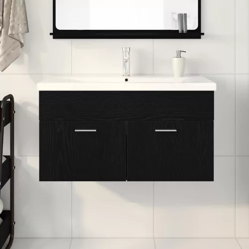Mosdókagyló szekrény Fekete tölgy 90 x 38.5 x 46 cm Faanyag