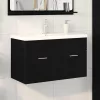 Mosdókagyló szekrény Fekete tölgy 80 x 38.5 x 46 cm Faanyag