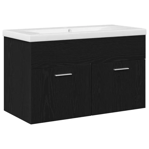 Mosdókagyló szekrény Fekete tölgy 80 x 38.5 x 46 cm Faanyag