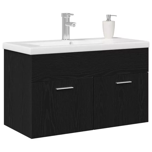 Mosdókagyló szekrény Fekete tölgy 80 x 38.5 x 46 cm Faanyag