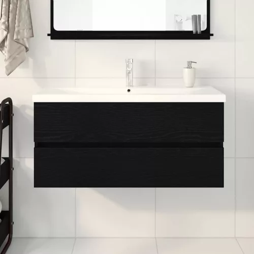 Mosdószekrény tárolóval Musta tammi 100 x 39 x 62 cm Faanyag