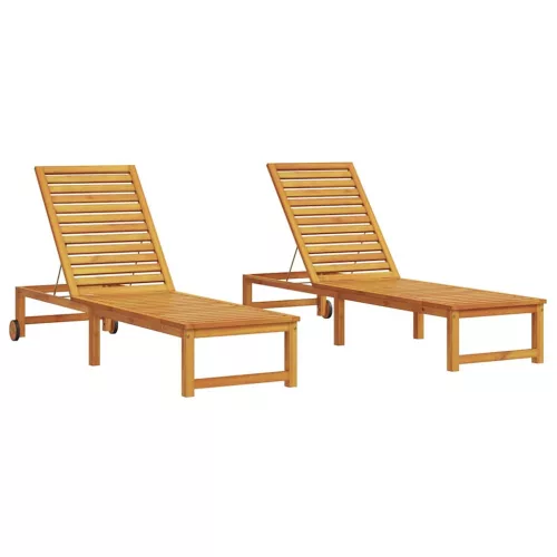 Napozó 2-személy 2 pcs Barna 53 x 202 x 89cm Tömör akácfa
