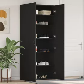 Cipőszekrény polcokkal Fekete 80 x 35.5 x 180 cm Faanyag