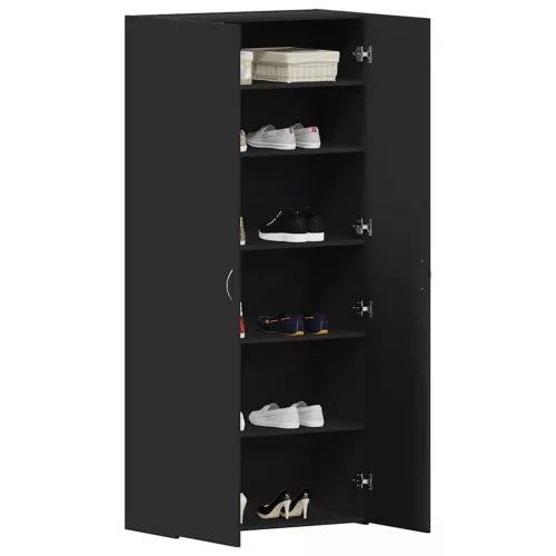 Cipőszekrény polcokkal Fekete 80 x 35.5 x 180 cm Faanyag