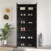 Cipőszekrény polcokkal Fekete 80 x 35.5 x 180 cm Faanyag