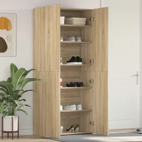   Cipőszekrény polcokkal ajtóval Barna 80 x 35.5 x 180 cm Faanyag