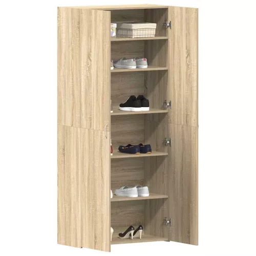 Cipőszekrény polcokkal ajtóval Barna 80 x 35.5 x 180 cm Faanyag