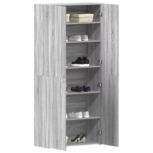 Cipőszekrény polcokkal Szürke 80 x 35.5 x 180 cm Faanyag