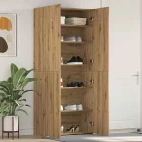   Cipőszekrény polcokkal ajtóval Barna 80 x 35.5 x 180 cm Faanyag