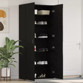 Cipőszekrény polcokkal Fekete 80 x 35.5 x 180 cm Faanyag