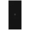 Ruhásszekrény tárolóval ajtóval Fekete 80 x 51 x 180 cm Faanyag