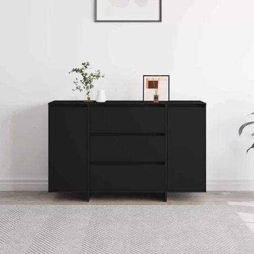 Széf fiókkal Fekete 120 x 41 x 75 cm Faanyag