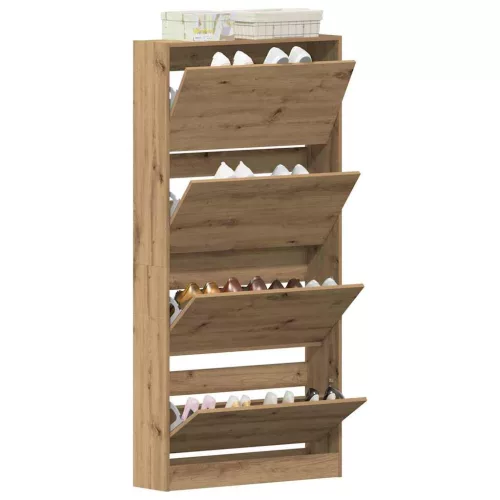 Cipőszekrény ajtóval kézműves tölgy 80 x 21 x 163.5 cm Faanyag