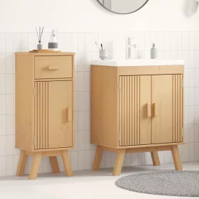   Fürdőszobai bútor szett fiókkal 2 pcs Barna 114 x 43 x 73.5 cm
