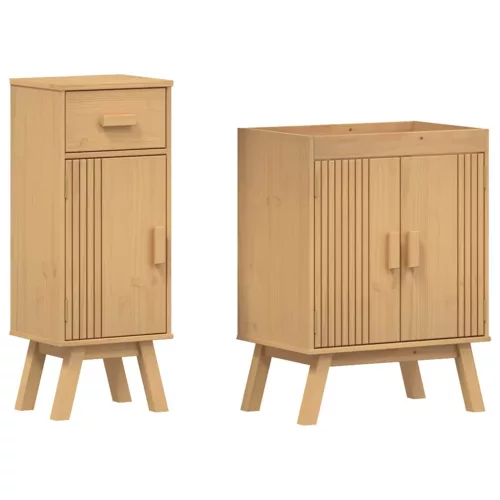 Fürdőszobai bútor szett fiókkal 2 pcs Barna 114 x 43 x 73.5 cm