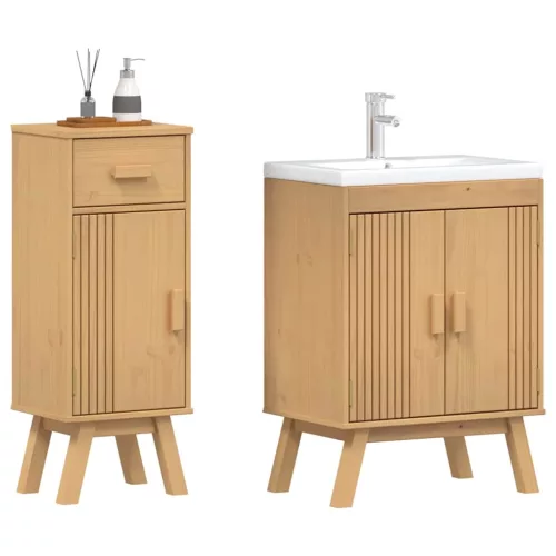 Fürdőszobai bútor szett fiókkal 2 pcs Barna 114 x 43 x 73.5 cm