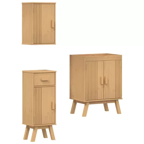 Fürdőszobai bútor szett fiókkal 3 pcs Barna 114 x 43 x 73.5 cm