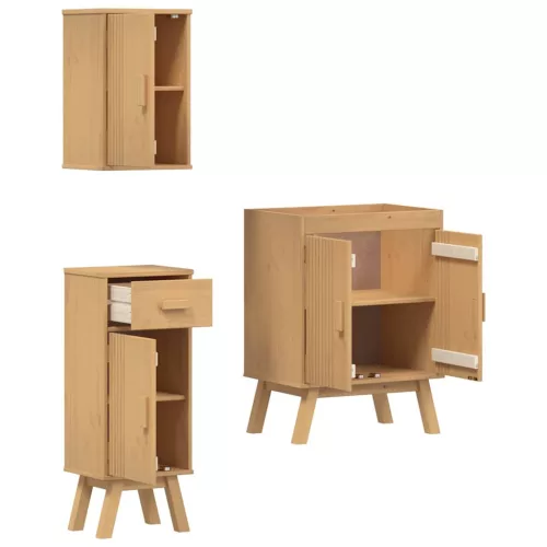 Fürdőszobai bútor szett fiókkal 3 pcs Barna 114 x 43 x 73.5 cm