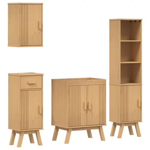 Fürdőszobai bútor szett fiókkal 4 pcs Barna 114 x 43 x 73.5 cm