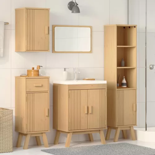 Fürdőszobai bútor szett fiókkal 4 pcs Barna 114 x 43 x 73.5 cm