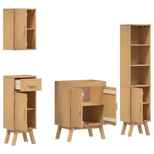 Fürdőszobai bútor szett fiókkal 4 pcs Barna 114 x 43 x 73.5 cm