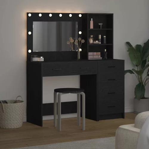 Öltözködőasztal fiókkal Fekete 78.5 x 41 x 135 cm Faanyag
