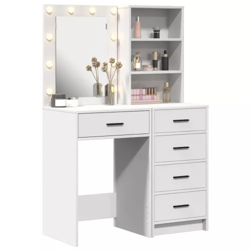 Öltözködőasztal fiókkal 2 pcs Fehér 50 x 41 x 135 cm Faanyag