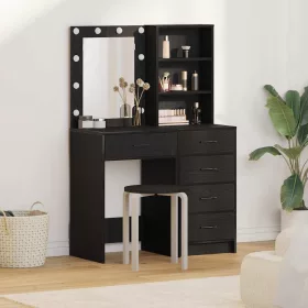   Öltözködőasztal fiókkal 2 pcs Fekete 50 x 41 x 135 cm Faanyag