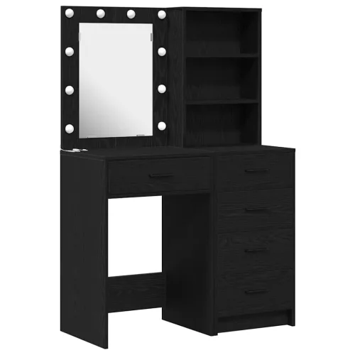 Öltözködőasztal fiókkal 2 pcs Fekete 50 x 41 x 135 cm Faanyag