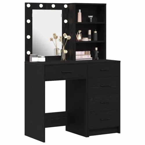 Öltözködőasztal fiókkal 2 pcs Fekete 50 x 41 x 135 cm Faanyag