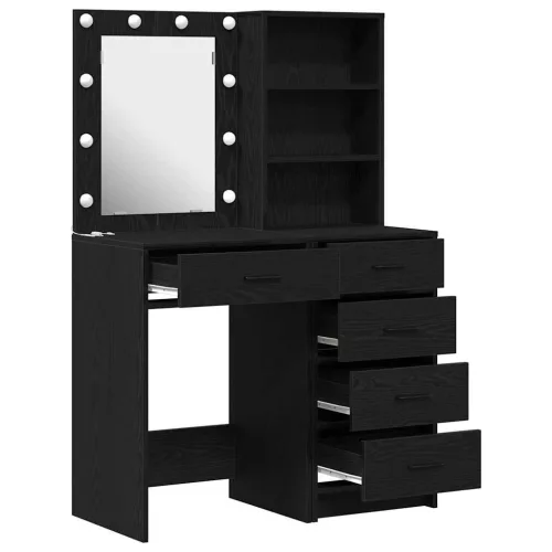 Öltözködőasztal fiókkal 2 pcs Fekete 50 x 41 x 135 cm Faanyag
