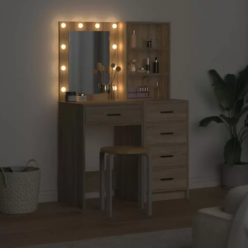 Öltözködőasztal fiókkal 2 pcs Barna 50 x 41 x 135 cm Faanyag